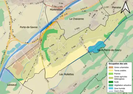 Carte en couleurs présentant l'occupation des sols.