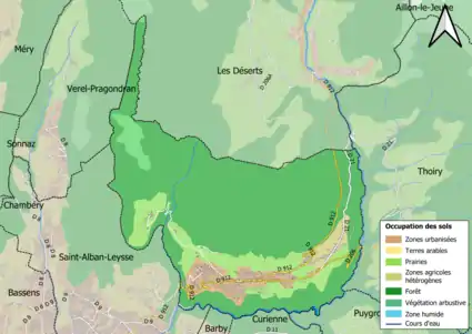 Carte en couleurs présentant l'occupation des sols.