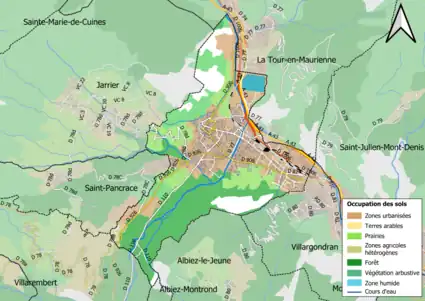 Carte en couleurs présentant l'occupation des sols.