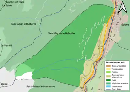 Carte en couleurs présentant l'occupation des sols.