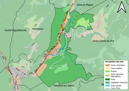 Carte en couleurs présentant l'occupation des sols.