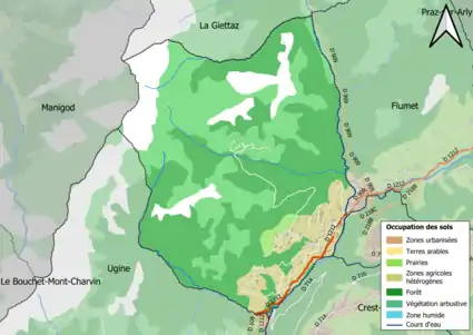 Carte en couleurs présentant l'occupation des sols.