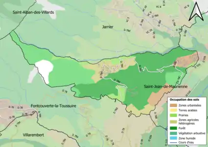 Carte en couleurs présentant l'occupation des sols.