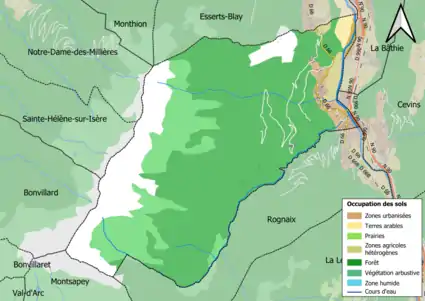 Carte en couleurs présentant l'occupation des sols.