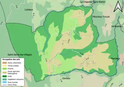 Carte en couleurs présentant l'occupation des sols.