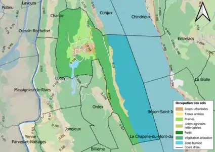 Carte en couleurs présentant l'occupation des sols.