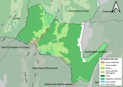 Carte en couleurs présentant l'occupation des sols.