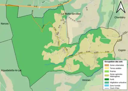 Carte en couleurs présentant l'occupation des sols.