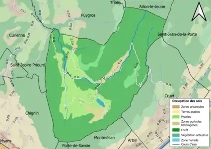 Carte en couleurs présentant l'occupation des sols.