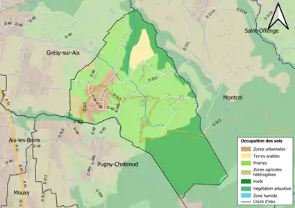 Carte en couleurs présentant l'occupation des sols.