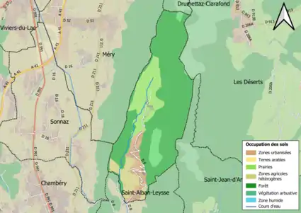 Carte en couleurs présentant l'occupation des sols.