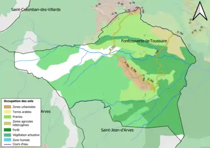 Carte en couleurs présentant l'occupation des sols.