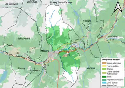 Carte en couleurs présentant l'occupation des sols.