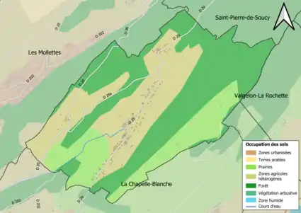 Carte en couleurs présentant l'occupation des sols.