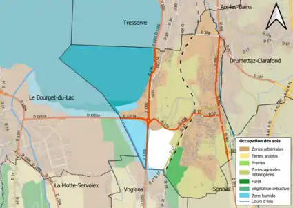 Carte en couleurs présentant l'occupation des sols.