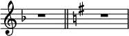 \new Staff \with {
  \remove "Time_signature_engraver"
}
{ \key f \major r1 \bar "||" \key g \major r }