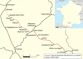 Voir la carte de la ligne.