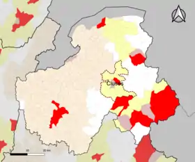 Localisation de l'aire d'attraction de Cluses dans le département de la Haute-Savoie.