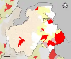 Localisation de l'aire d'attraction de Morzine dans le département de la Haute-Savoie.