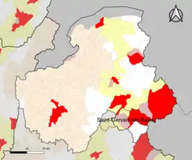 Localisation de l'aire d'attraction de Saint-Gervais-les-Bains dans le département de la Haute-Savoie.