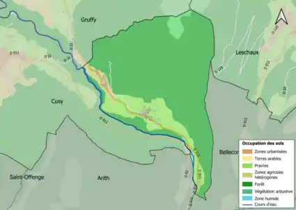 Carte en couleurs présentant l'occupation des sols.