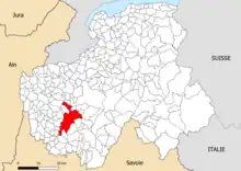 'Localisation dans le département de la Haute-Savoie.'