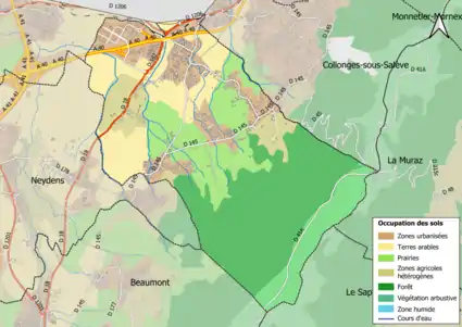 Carte en couleurs présentant l'occupation des sols.