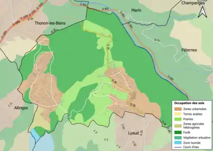 Carte en couleurs présentant l'occupation des sols.