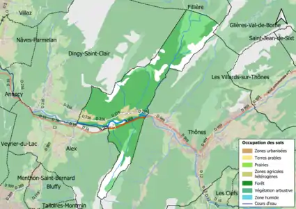 Carte en couleurs présentant l'occupation des sols.