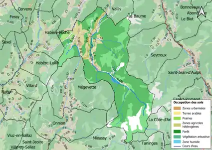 Carte en couleurs présentant l'occupation des sols.