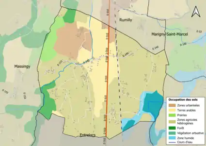 Carte en couleurs présentant l'occupation des sols.