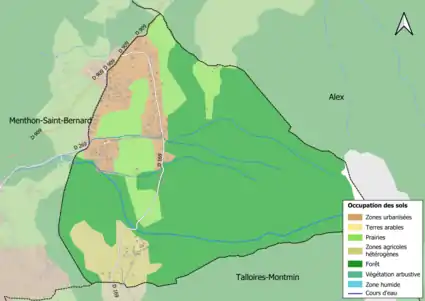 Carte en couleurs présentant l'occupation des sols.