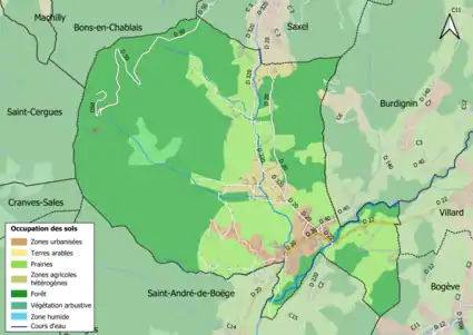 Carte en couleurs présentant l'occupation des sols.