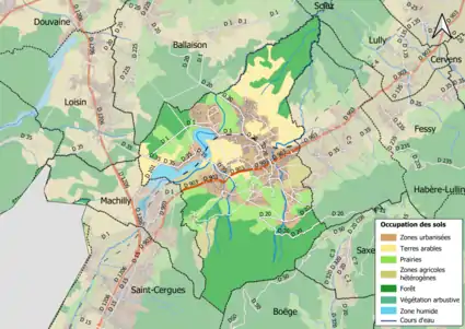 Carte en couleurs présentant l'occupation des sols.