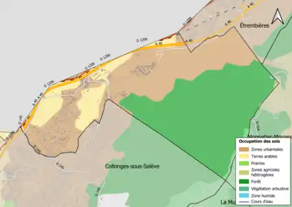 Carte en couleurs présentant l'occupation des sols.