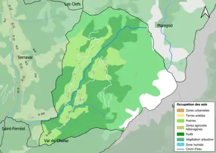 Carte en couleurs présentant l'occupation des sols.