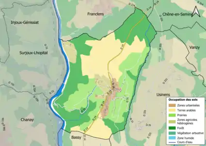 Carte en couleurs présentant l'occupation des sols.