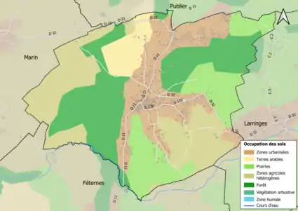 Carte en couleurs présentant l'occupation des sols.