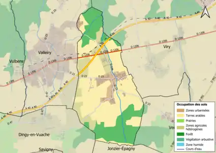 Carte en couleurs présentant l'occupation des sols.