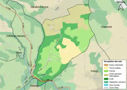 Carte en couleurs présentant l'occupation des sols.