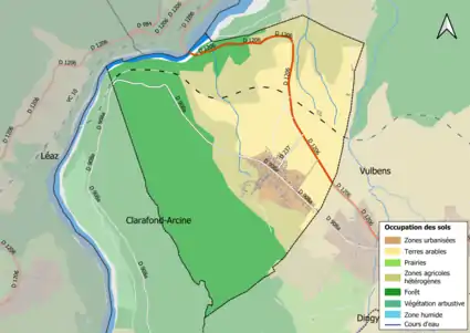 Carte en couleurs présentant l'occupation des sols.