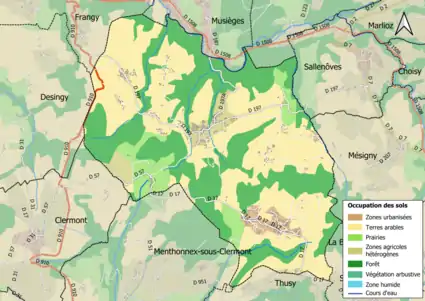 Carte en couleurs présentant l'occupation des sols.