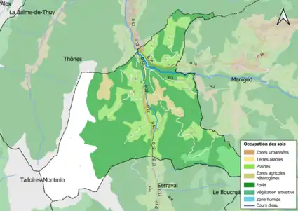 Carte en couleurs présentant l'occupation des sols.