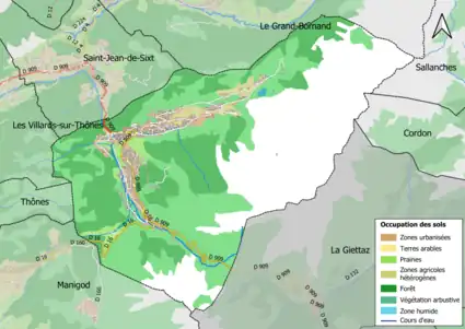 Carte en couleurs présentant l'occupation des sols.