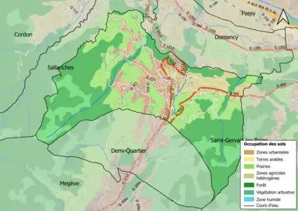 Carte en couleurs présentant l'occupation des sols.