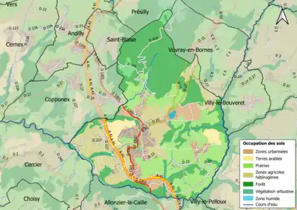 Carte en couleurs présentant l'occupation des sols.