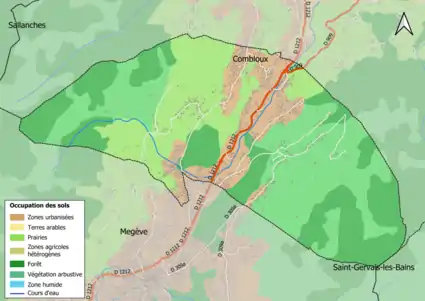 Carte en couleurs présentant l'occupation des sols.