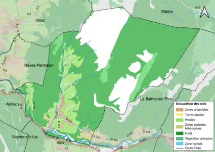 Carte en couleurs présentant l'occupation des sols.