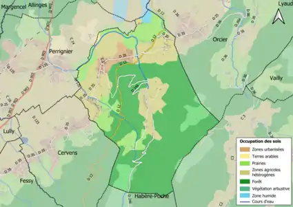 Carte en couleurs présentant l'occupation des sols.