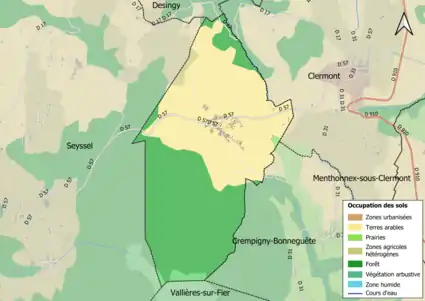 Carte en couleurs présentant l'occupation des sols.